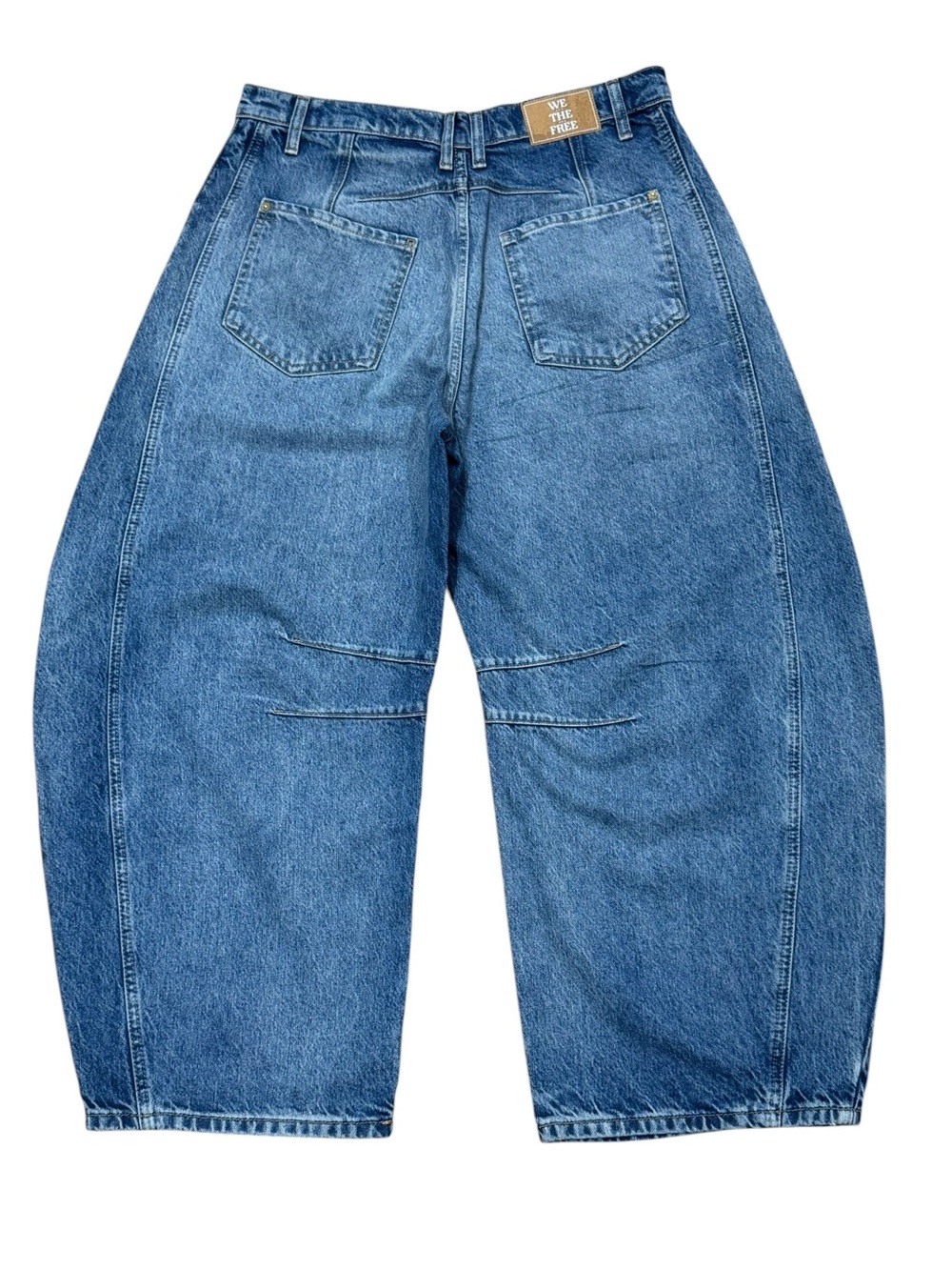 We The Free People Sz 30 good Luck Mid-Rise Barrel Jeans Blue Boho - Flawed - Picture 5 of 14